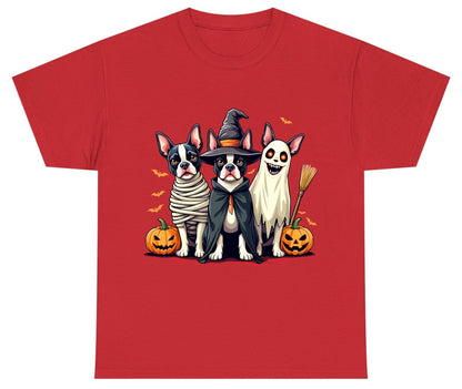 Halloween Boston Terrier Trio boston terrier Youth T-Shirt Red product mockup