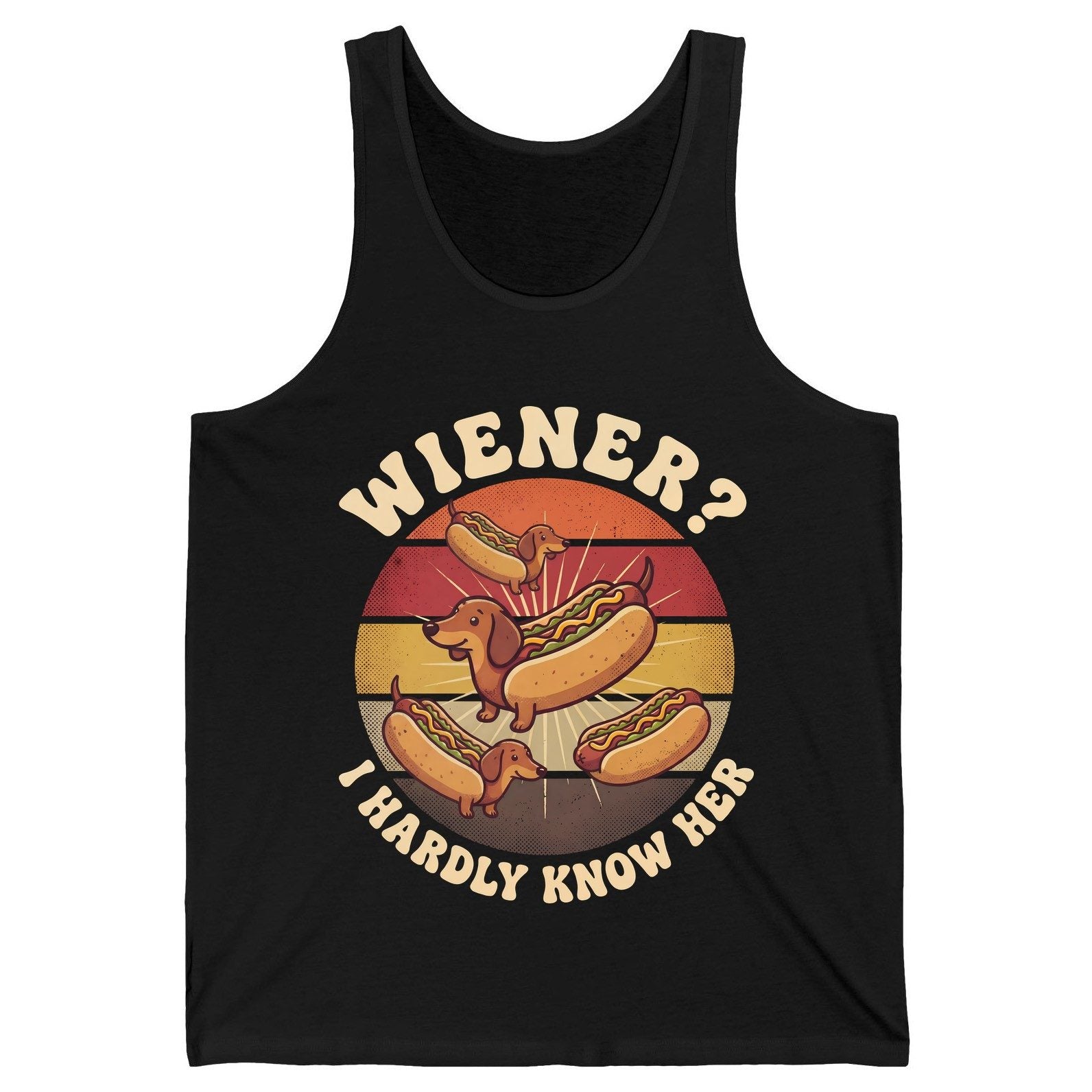 Wiener I Hardly Know Her dachshund Tank Top Black product mockup