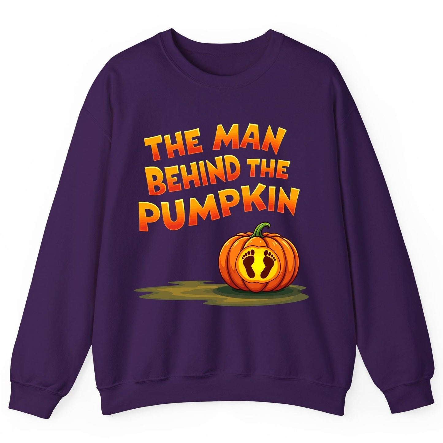 The Man Behind the Pumpkin pregnancy announcement Sweatshirt Purple product mockup