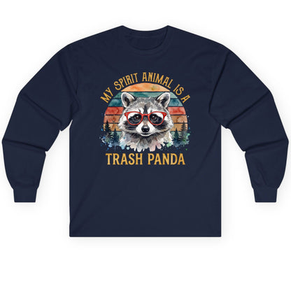 My Spirit Animal Is a Trash Panda raccoon Long Sleeve Tee Navy product mockup