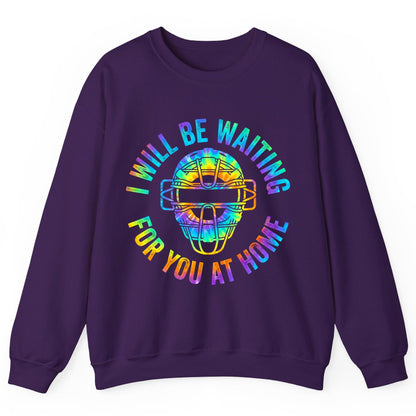 I Will Be Waiting for You at Home baseball catcher Sweatshirt Purple product mockup