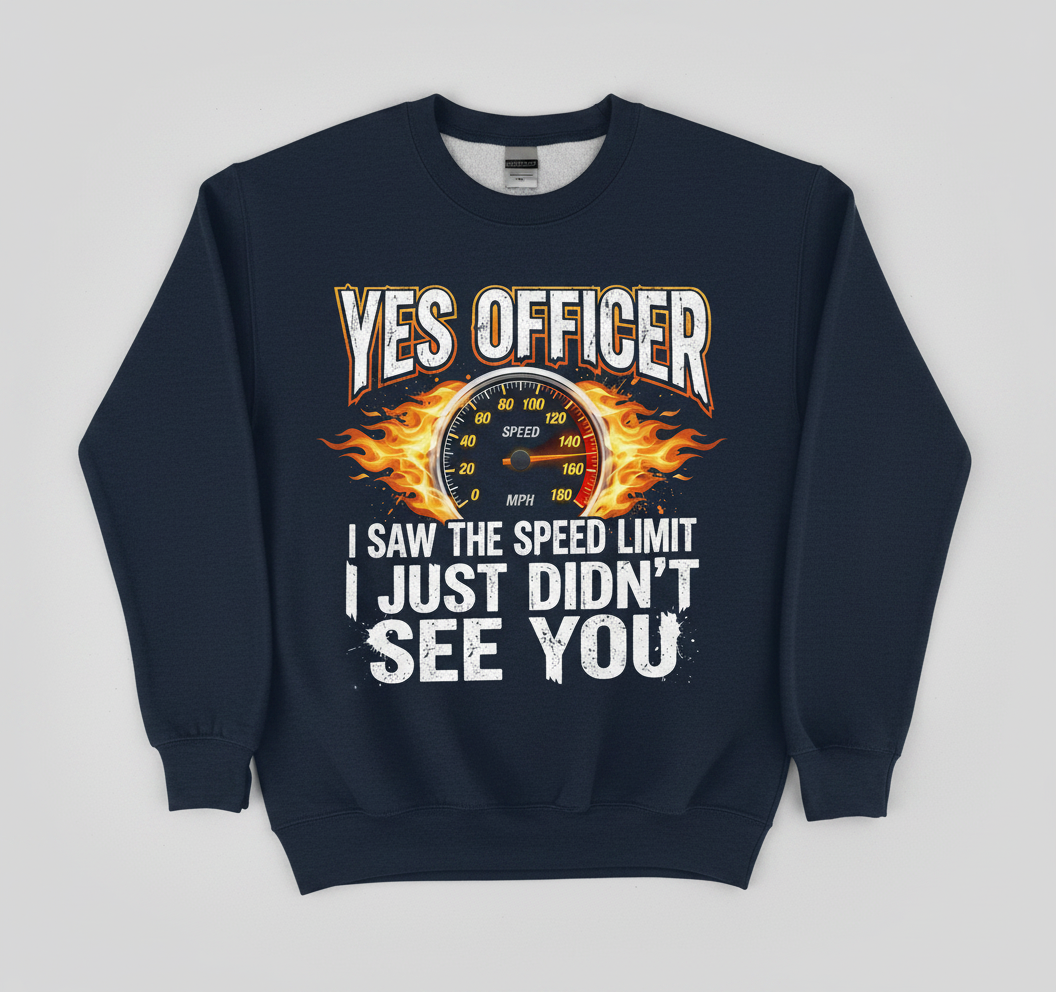 Yes Officer I Saw The Speed Limit Funny Car Enthusiast Design Sweatshirt - Navy