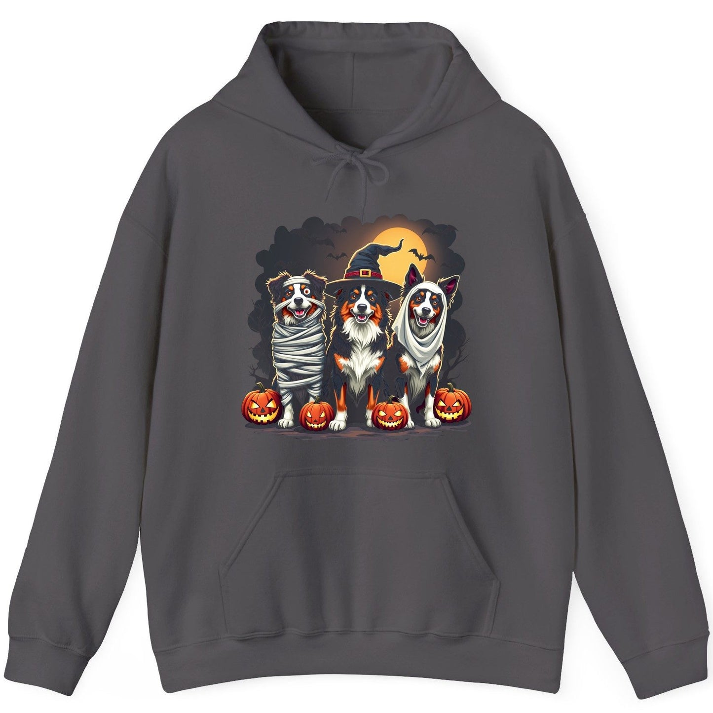 Australian Shepherd Halloween Dogs australian shepherd dogs Hoodie Charcoal product mockup