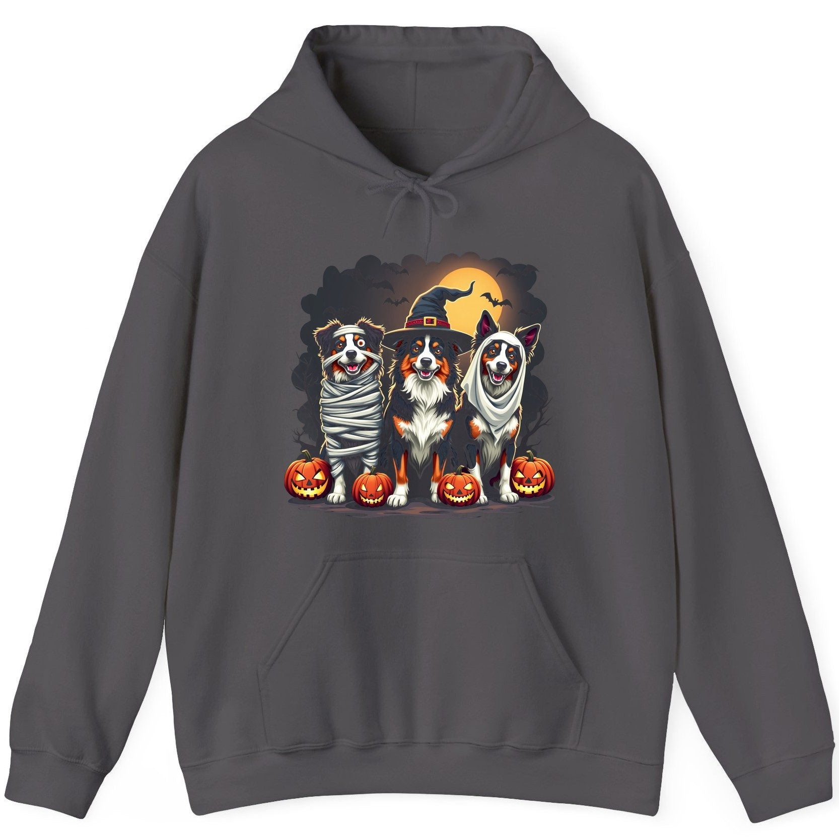 Australian Shepherd Halloween Dogs australian shepherd dogs Hoodie Charcoal product mockup