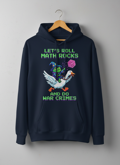 Let's Roll Math Rocks Frog Wizard Pixel Art TTRPG Design Hoodie - Navy