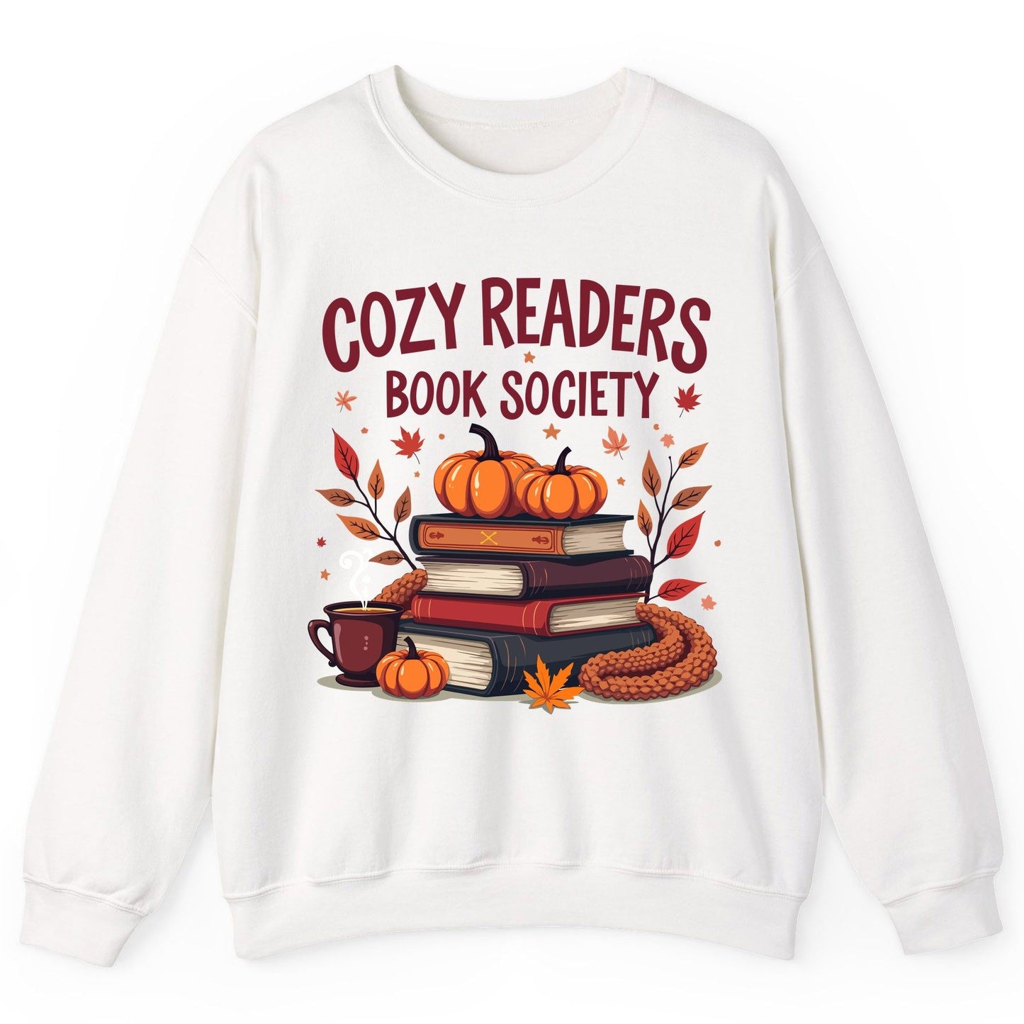 Cozy Readers Book Society reading Sweatshirt White product mockup