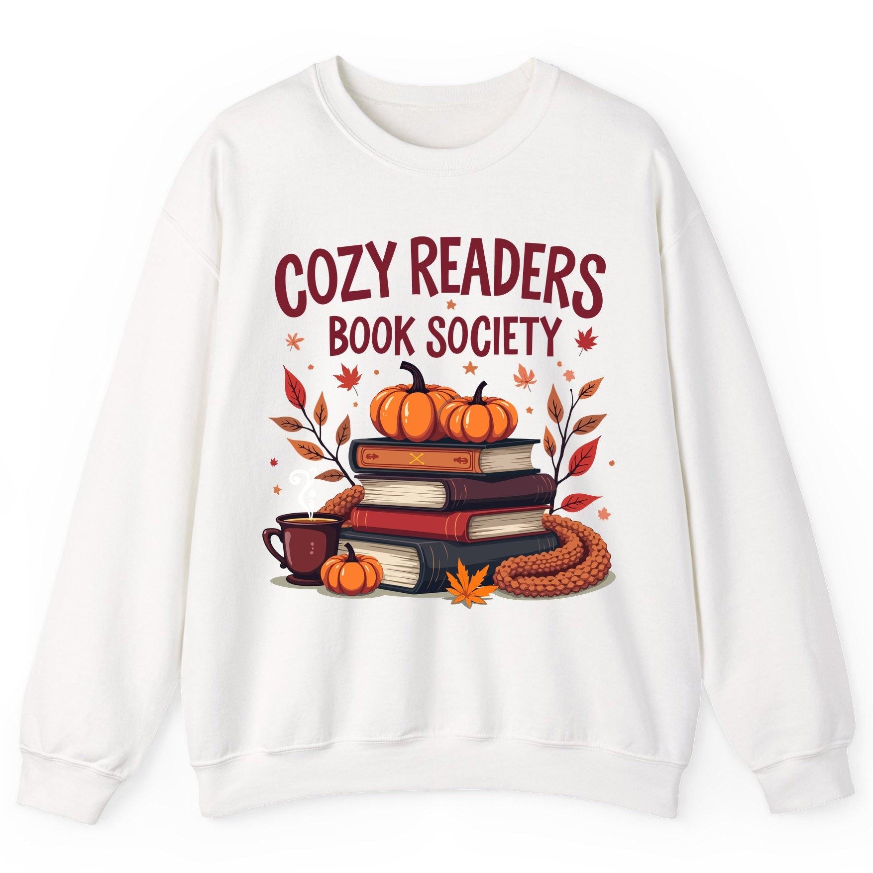 Cozy Readers Book Society reading Sweatshirt White product mockup