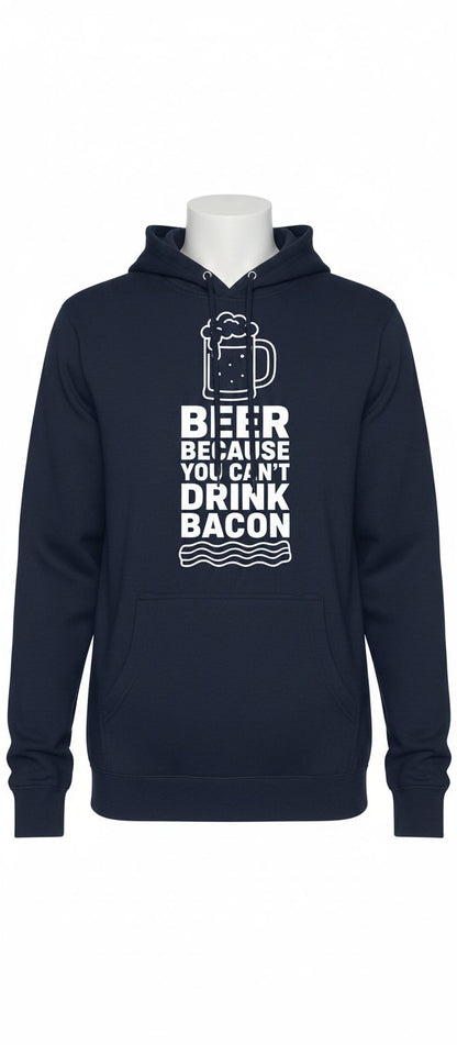 You Can't Drink Bacon Beer Funny Lovers Hoodie - product mockup - Navy
