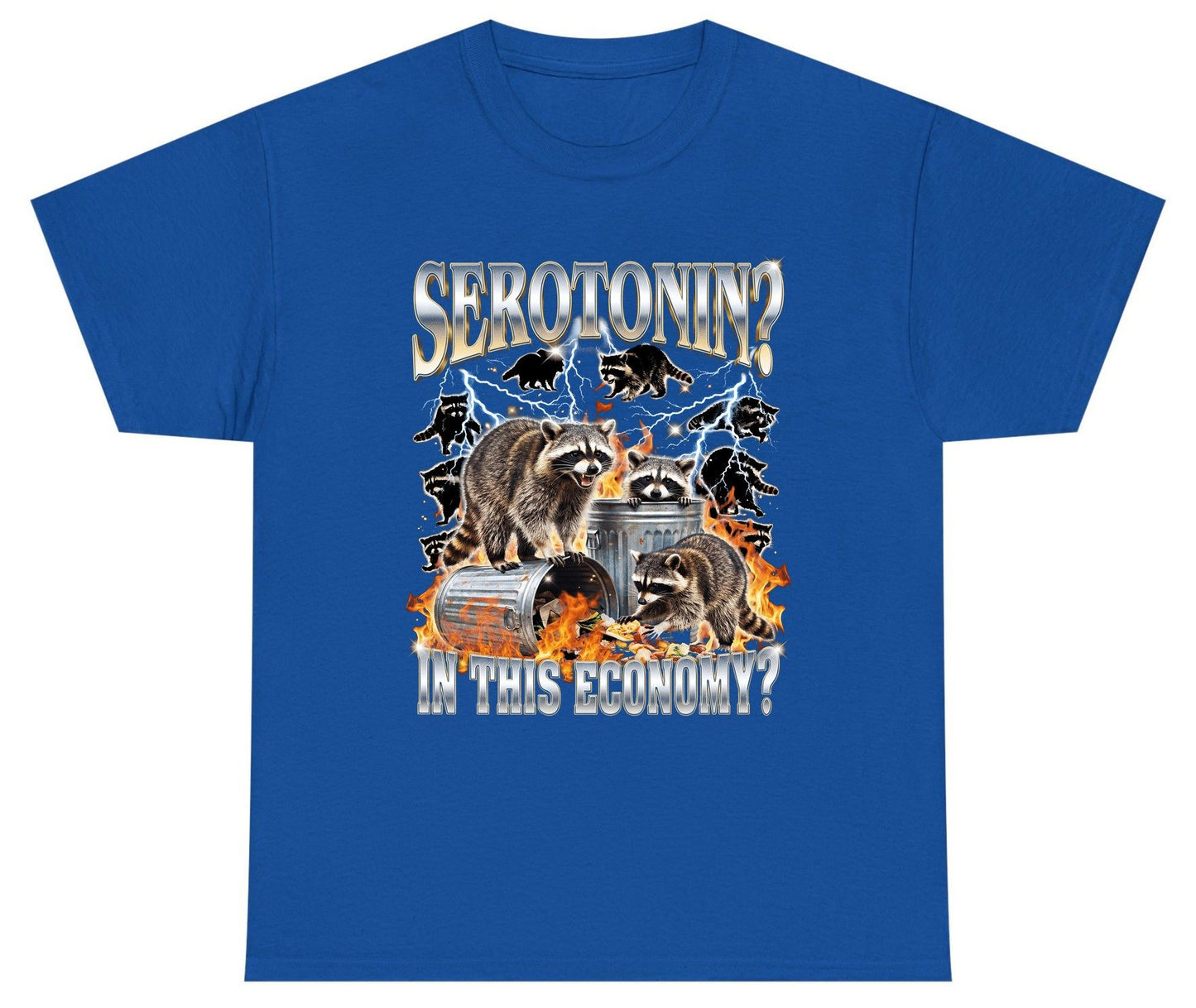 Serotonin in This Economy? raccoons Youth T-Shirt Royal product mockup