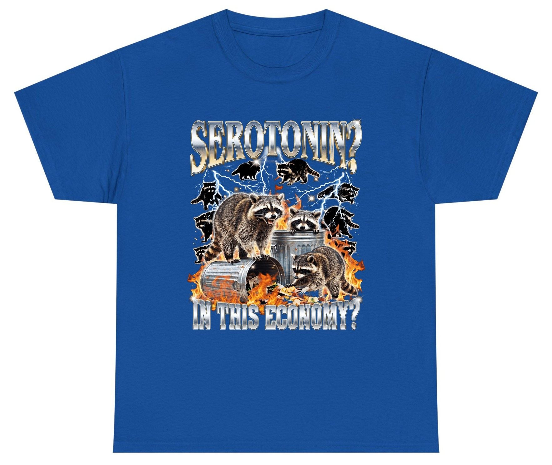 Serotonin in This Economy? raccoons Youth T-Shirt Royal product mockup