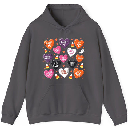 Spooky Halloween Conversation Hearts Halloween conversation hearts Hoodie Charcoal product mockup