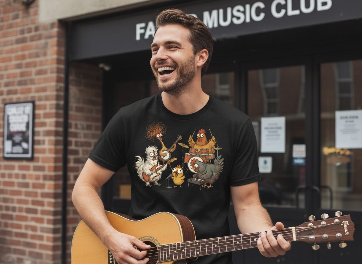 Chicken Rock Band chicken rock band T-Shirt Black lifestyle mockup