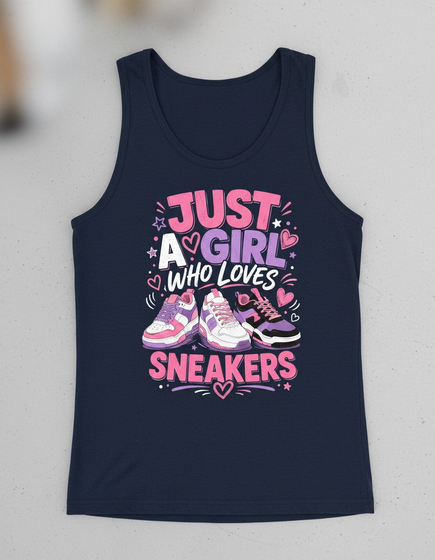 Sneakers Sneakerhead Girls Tank Top - product mockup - Navy
