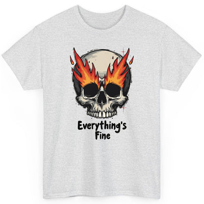 Everything's Fine flaming skull T-Shirt Ash product mockup