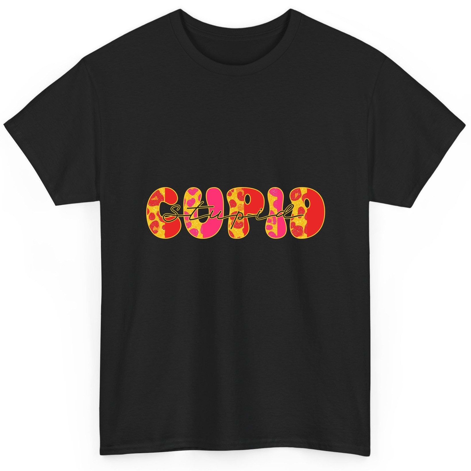 Stupid Cupid anti-Valentine's Day T-Shirt Black product mockup