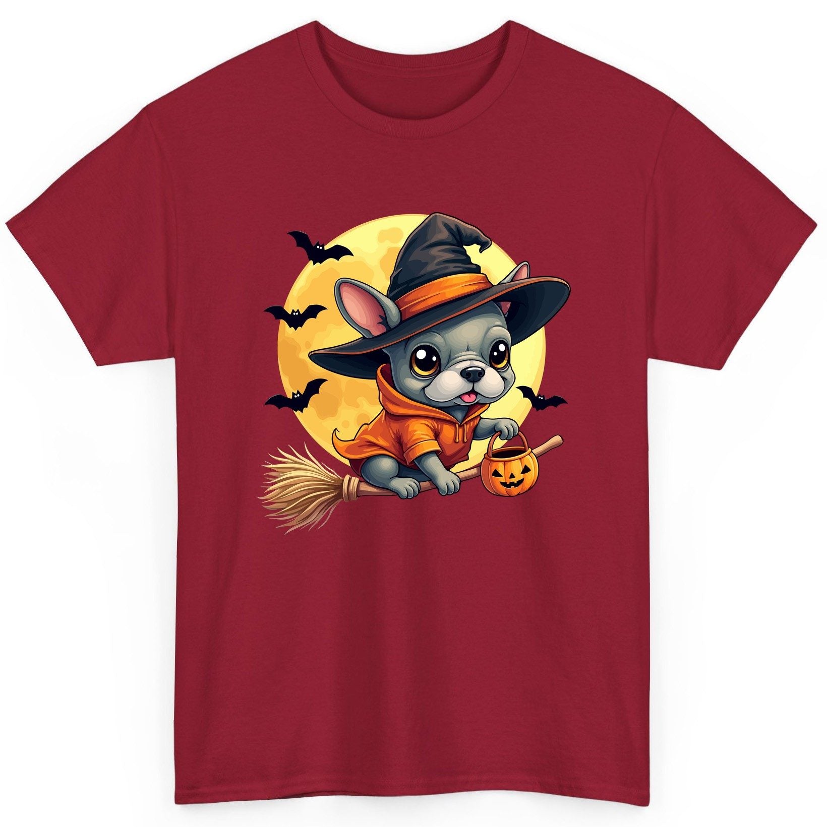 Cute Witch French Bulldog french bulldog T-Shirt Cardinal Red product mockup