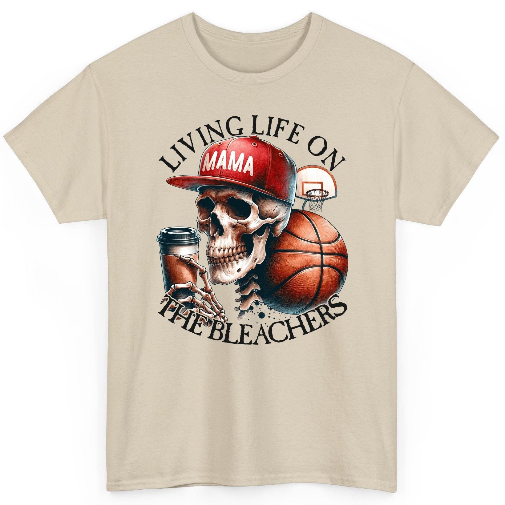 Living Life on the Bleachers Mama basketball mom T-Shirt Sand product mockup