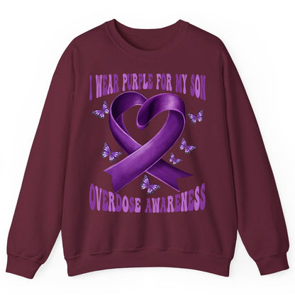 I Wear Purple for My Son Overdose Awareness overdose awareness Sweatshirt Maroon product mockup