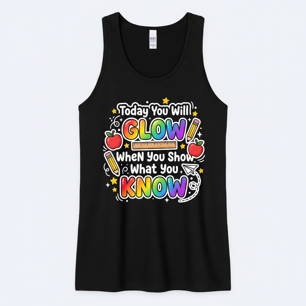Today You Will Glow Motivational School Quote Tank Top - Black