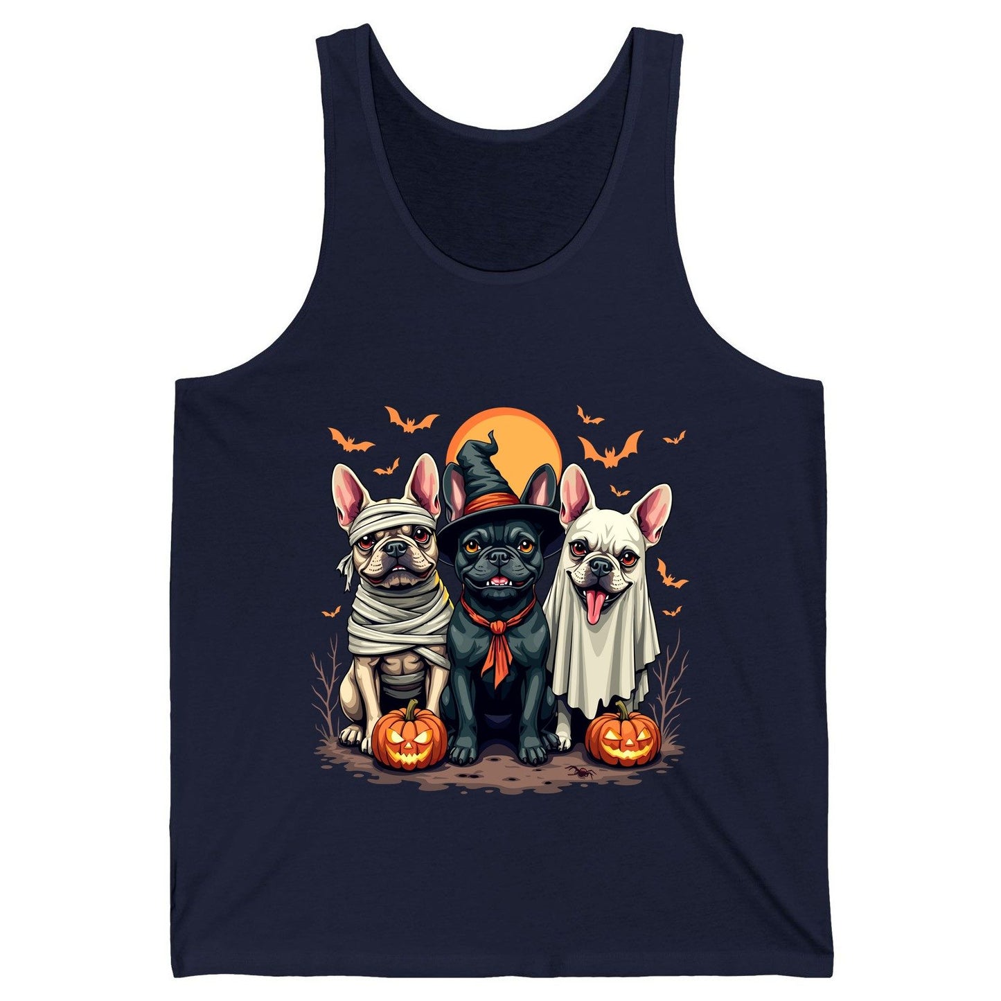 Halloween French Bulldogs Costumes french bulldogs Tank Top Navy product mockup