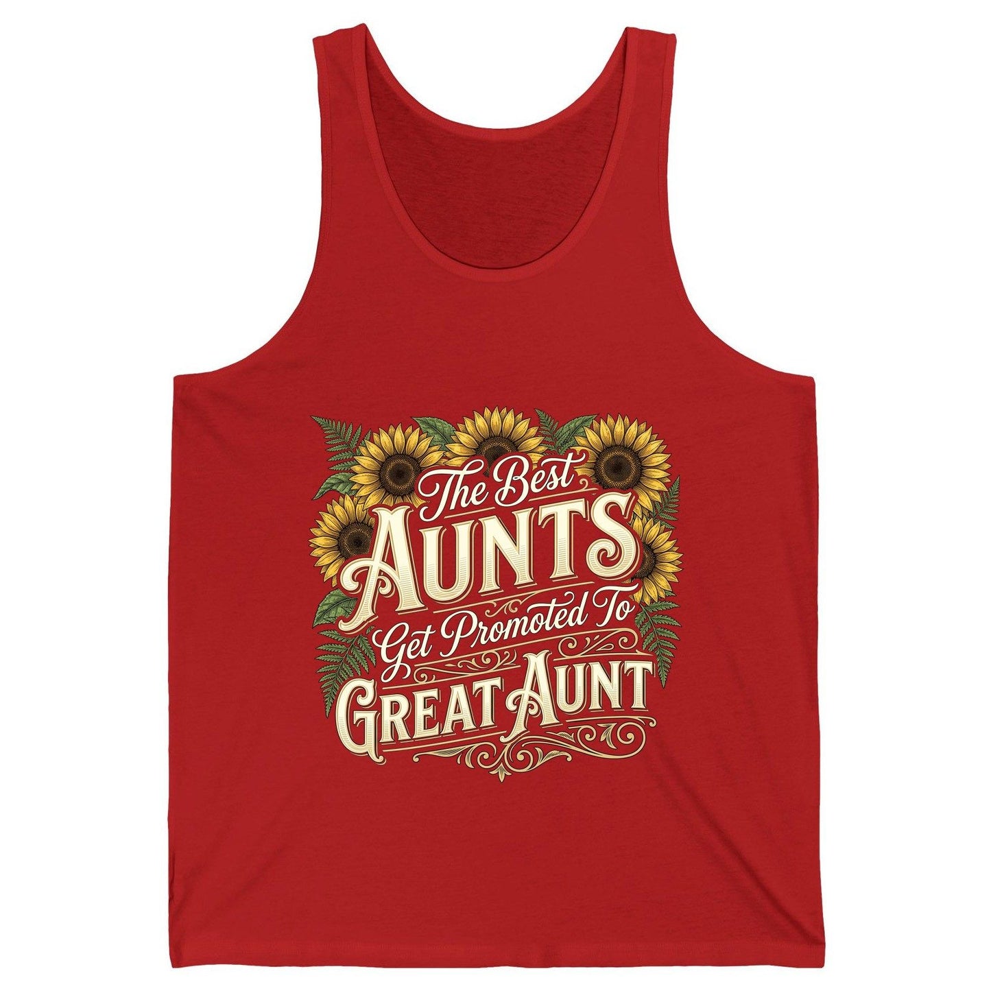 The Best AUNTS Get Promoted to GREAT AUNT Retro Tank Top - product mockup - Red