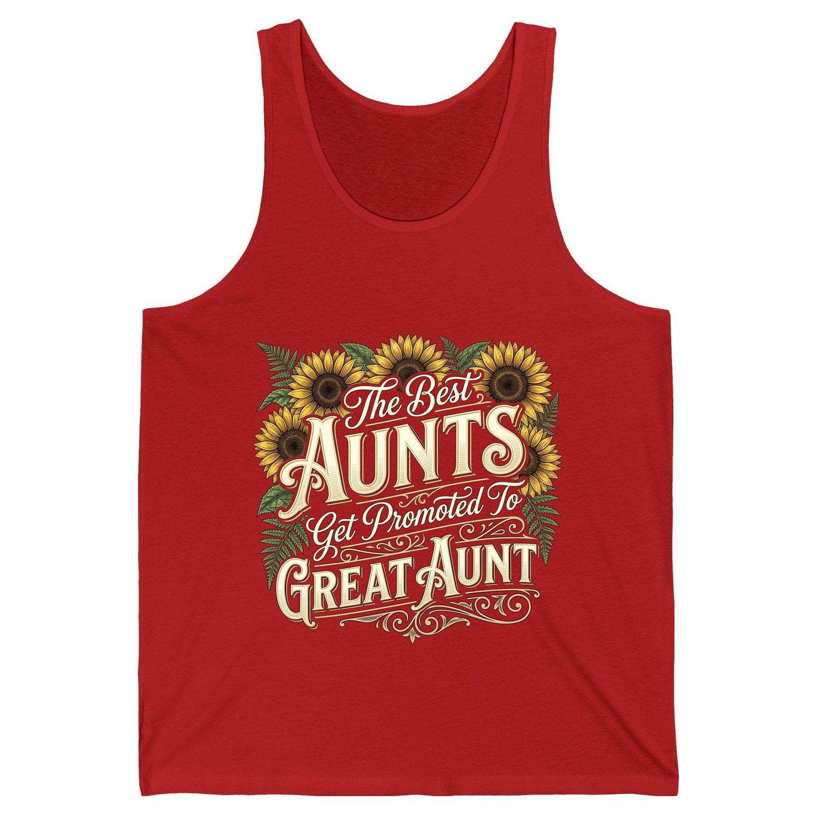 The Best AUNTS Get Promoted to GREAT AUNT Retro Tank Top - product mockup - Red