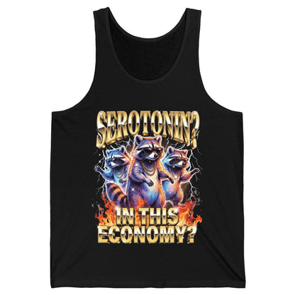 Serotonin in This Economy? raccoon Tank Top Black product mockup