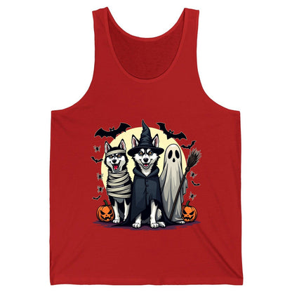 Halloween Huskies in Costumes Halloween huskies Tank Top Red product mockup