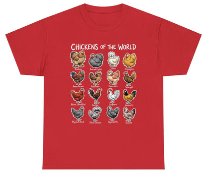 Chickens of the World chicken breeds Youth T-Shirt Red product mockup