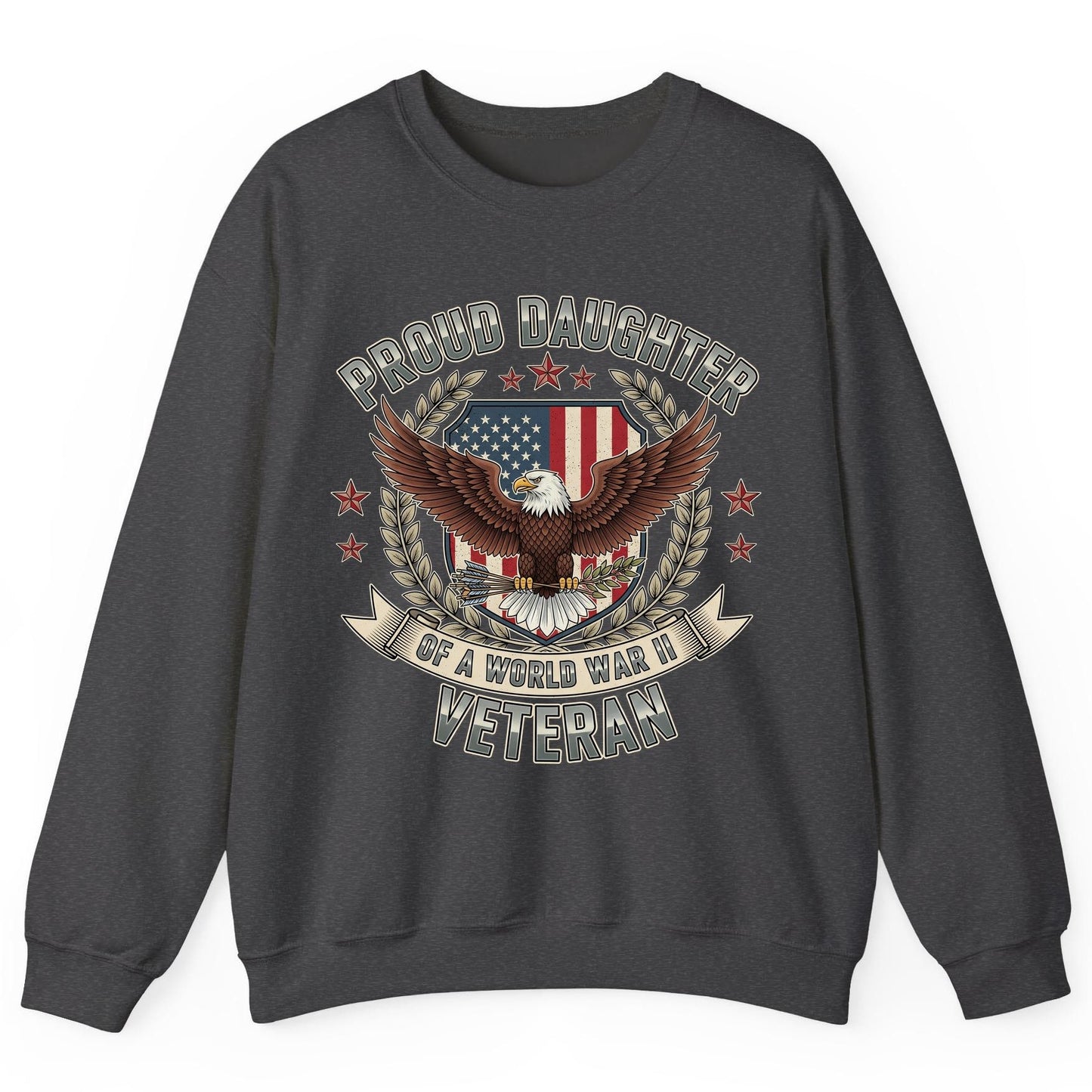 Proud Daughter of a World War Ii Veteran wwii veteran Sweatshirt Dark Heather product mockup