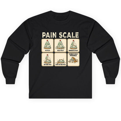 Pain Scale Christmas cookie pain scale Long Sleeve Tee Black product mockup