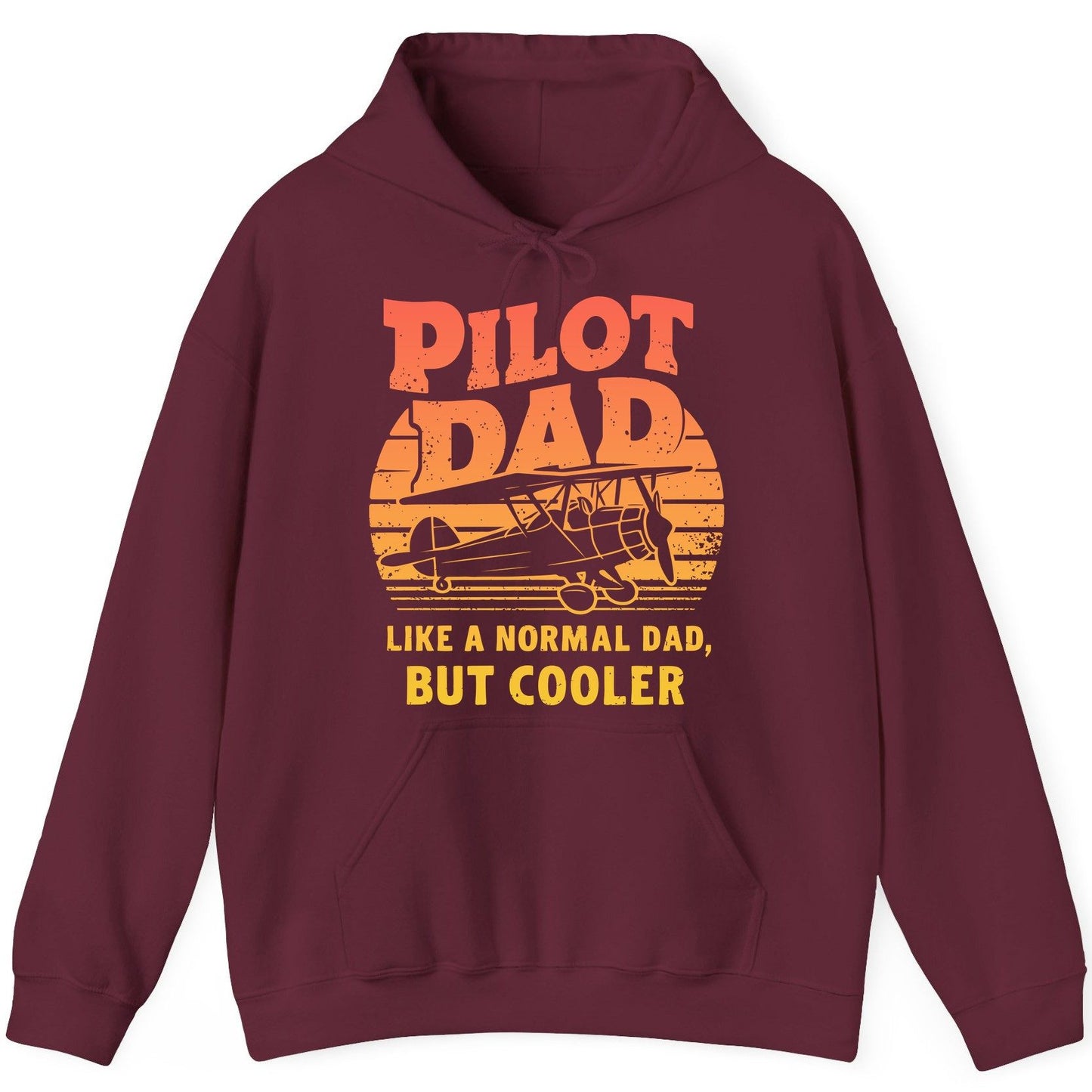 Pilot Dad Like a Normal Dad, but Cooler pilots Hoodie Maroon product mockup