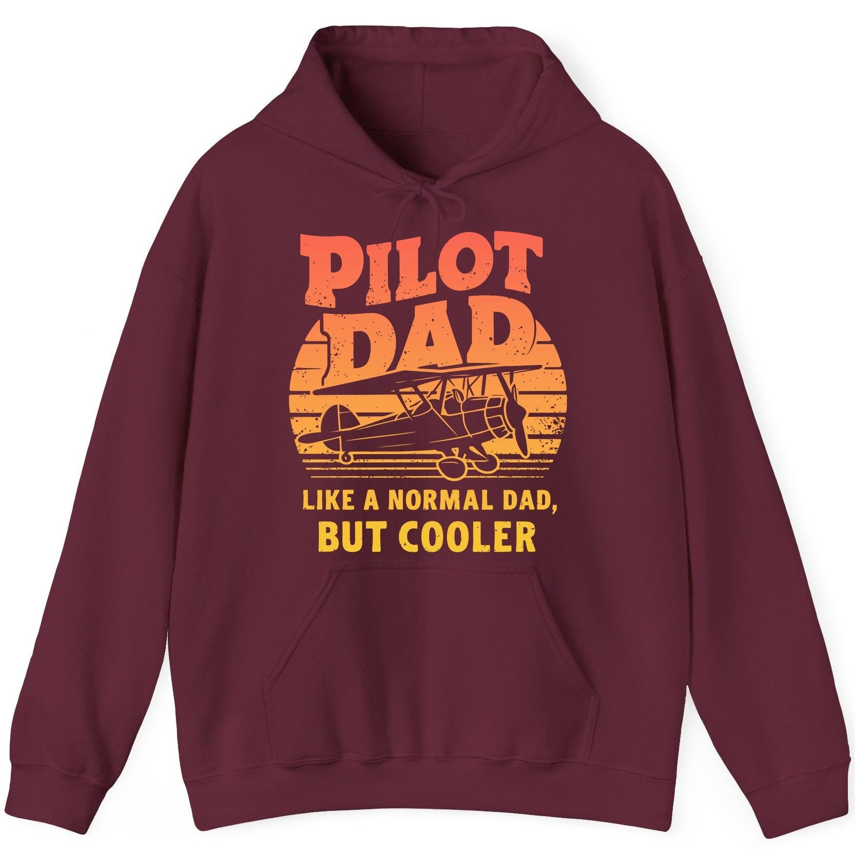 Pilot Dad Like a Normal Dad, but Cooler pilots Hoodie Maroon product mockup