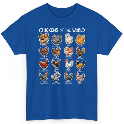 Chickens of the World chicken breeds T-Shirt Royal product mockup
