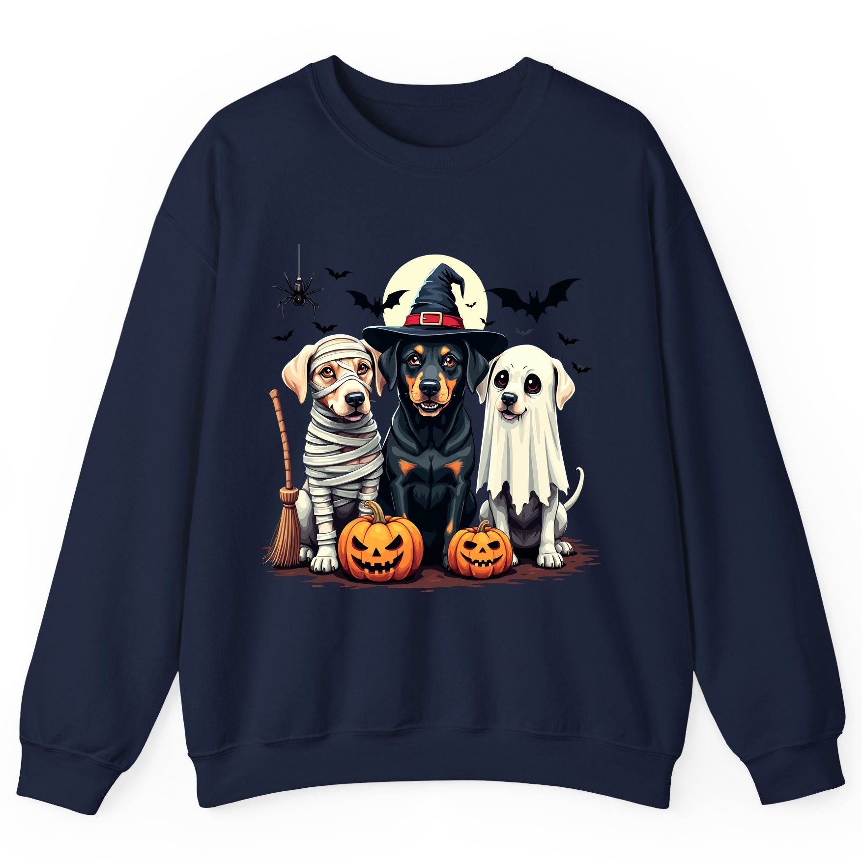 Halloween Dogs in Costumes dogs in Halloween costumes Sweatshirt Navy product mockup