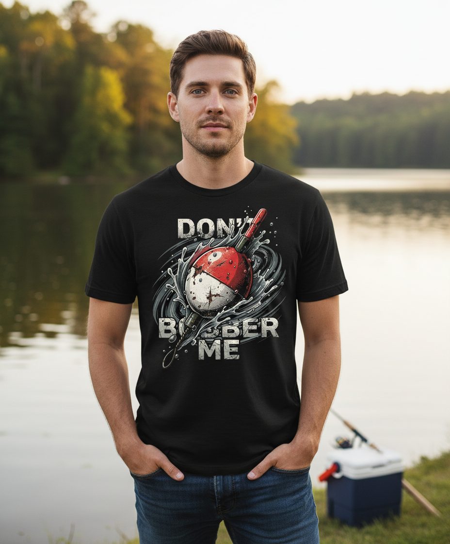 Don't Bobber Me fishing T-Shirt Black lifestyle mockup