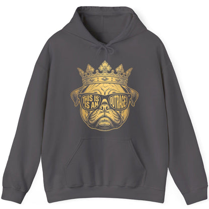 This Is An Outrage! Pug Hoodie Charcoal product mockup