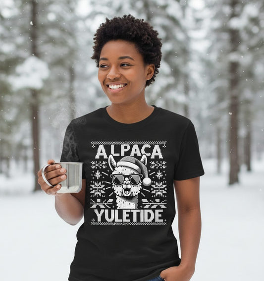 ALPACA Yuletide Funny Lovers T-Shirt - lifestyle model mockup - Black