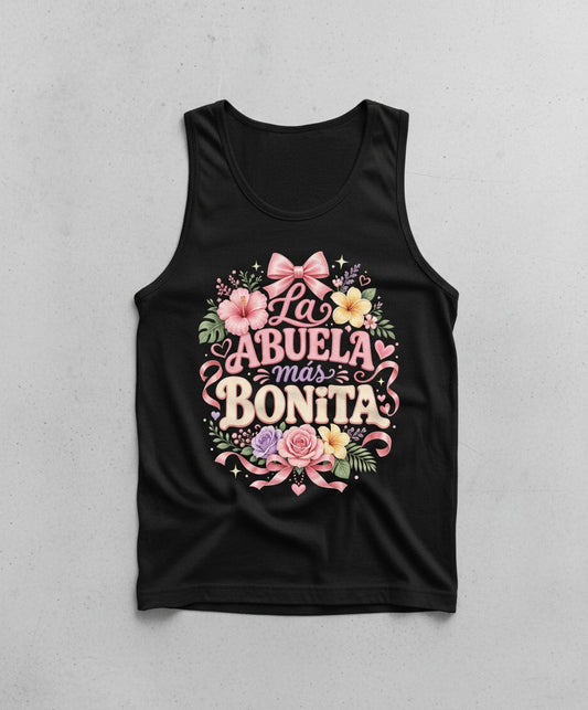 La ABUELA Más BONITA Grandma Tank Top - product mockup - Black