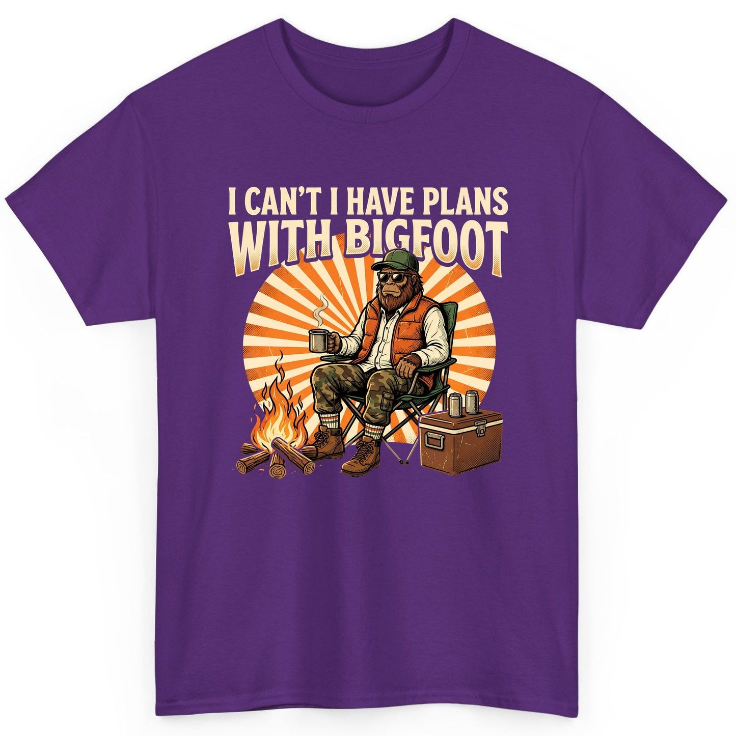 I Can't I Have Plans with Bigfoot bigfoot T-Shirt Purple product mockup