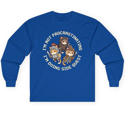 I'm Not Procrastinating I'm Doing Side Quest rpg cats Long Sleeve Tee Royal product mockup