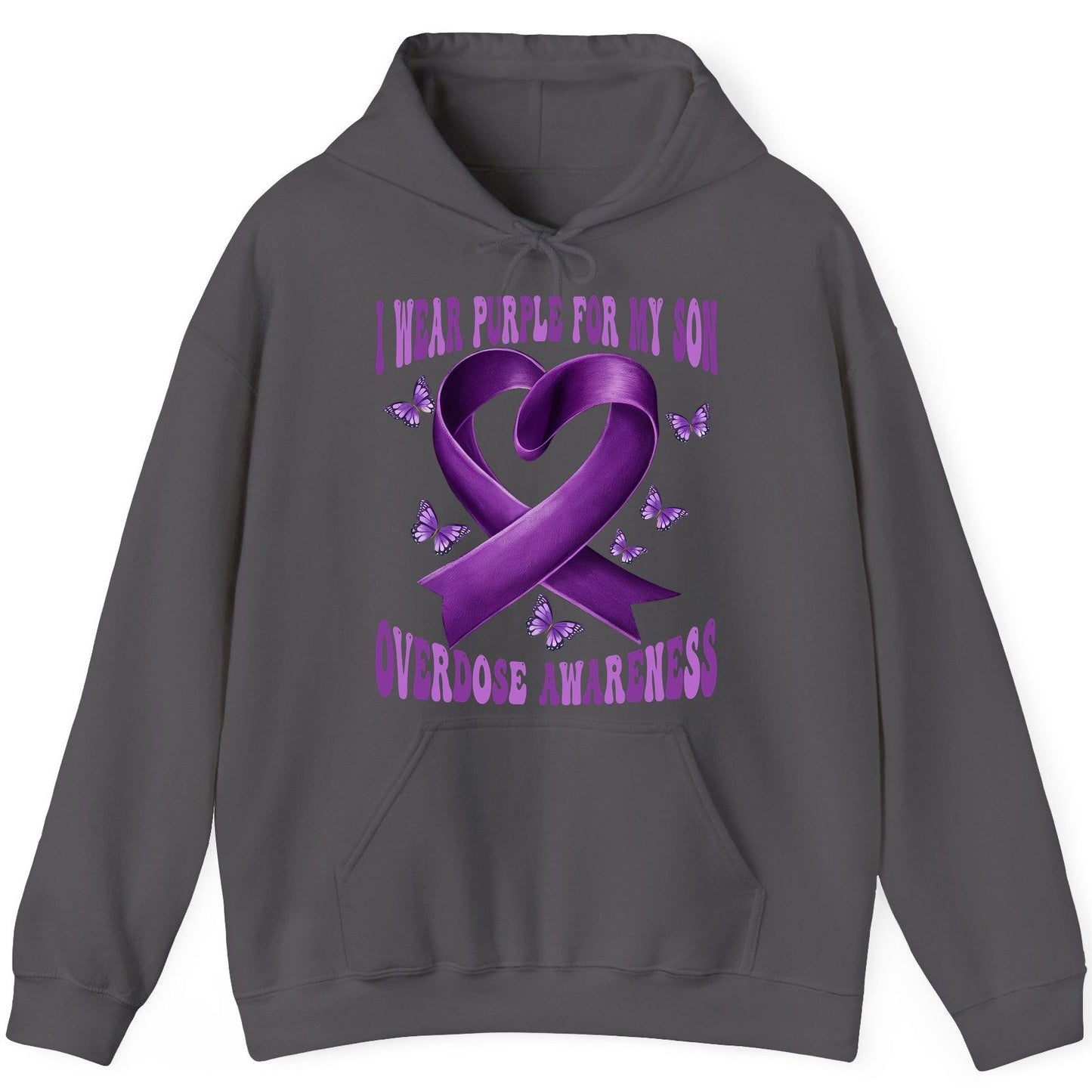 I Wear Purple for My Son Overdose Awareness overdose awareness Hoodie Charcoal product mockup