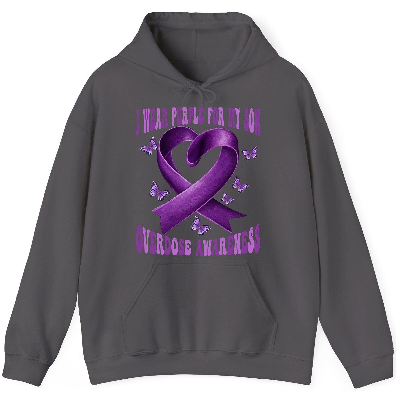 I Wear Purple for My Son Overdose Awareness overdose awareness Hoodie Charcoal product mockup