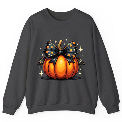 Starry Bow Pumpkin Halloween pumpkin Sweatshirt Dark Heather product mockup