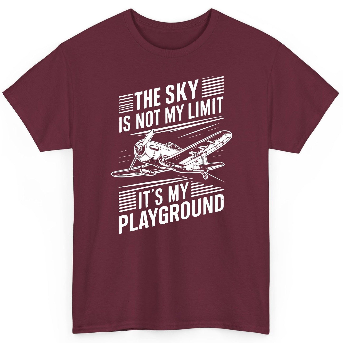 The Sky Is Not My Limit It's My Playground vintage airplane T-Shirt Maroon product mockup
