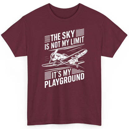 The Sky Is Not My Limit It's My Playground vintage airplane T-Shirt Maroon product mockup