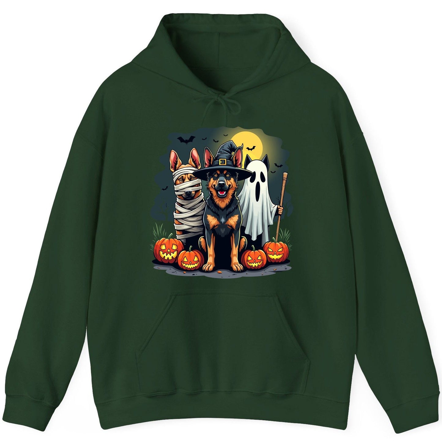 Halloween Dogs in Costumes Halloween dogs Hoodie Forest Green product mockup