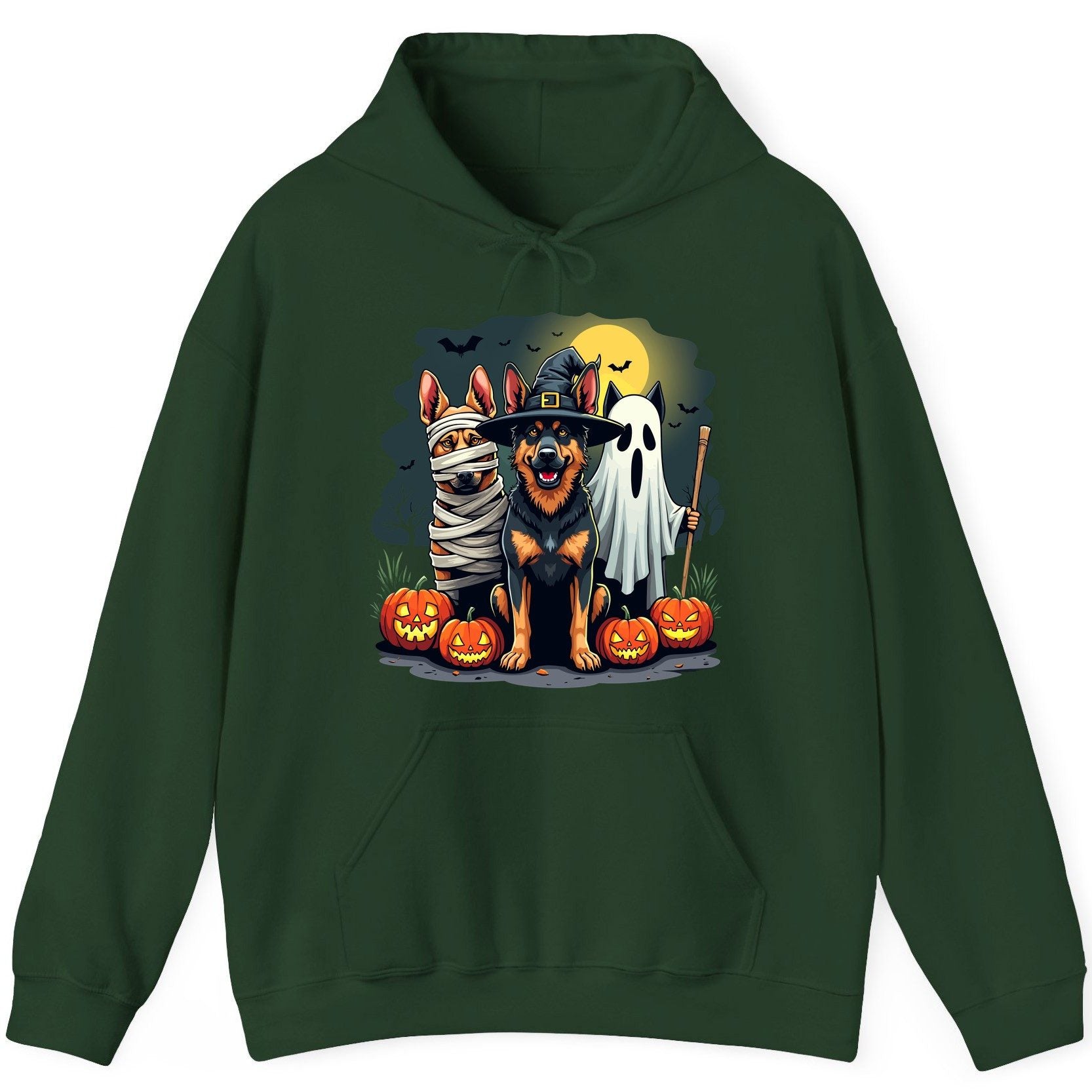 Halloween Dogs in Costumes Halloween dogs Hoodie Forest Green product mockup