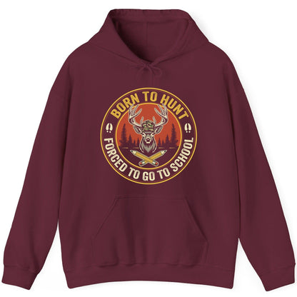 Born to Hunt Forced to Go to School hunting Hoodie Maroon product mockup