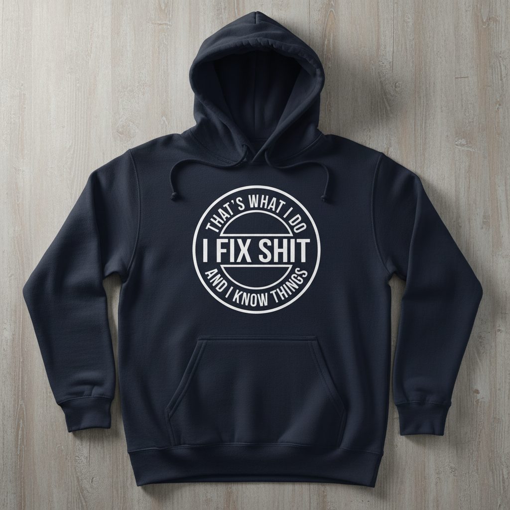 That's What I Do I Fix Shit and I Know Things Funny Handyman Hoodie - product mockup - Navy